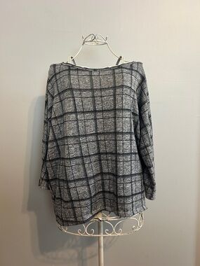 Gray Plaid Boatneck Women’s Sweater